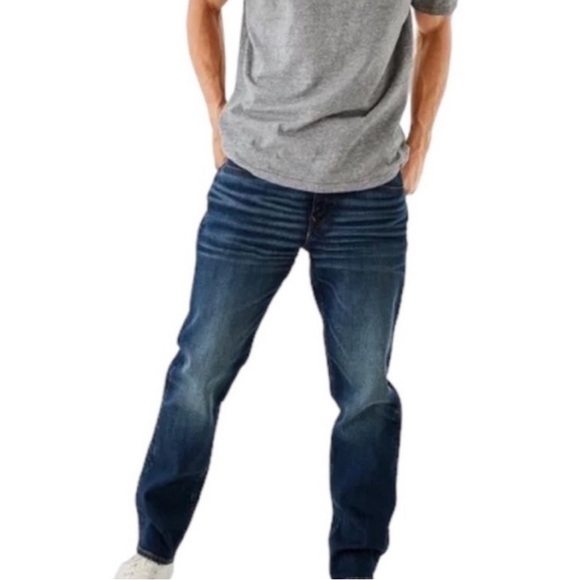 American Eagle Athletic fit Airflex Temp Tech dark‎ medium wash stretch jeans - Picture 1 of 8